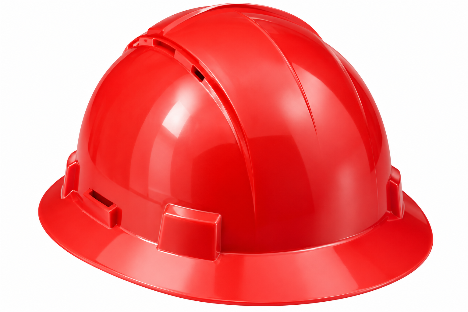Casque de Chantier Sécurité Rouge Haute Visibilité Brillant