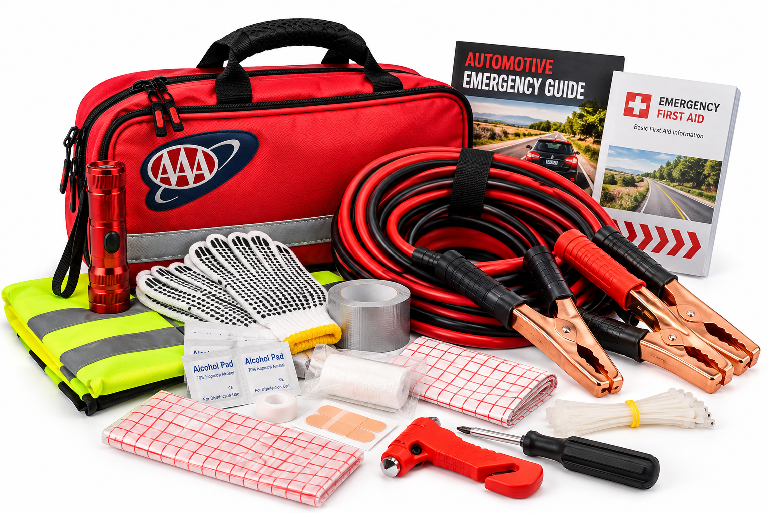 Kit d’Urgence Véhicule 17 Pièces avec Câbles de Démarrage Robustes