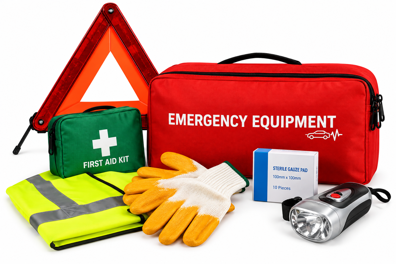 Kit de Sécurité Routière Essentiel 3 Pièces (Gilet + Triangle + Trousse)